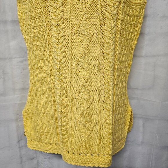 Artesanias Pachama Sweater Handmade Yellow Peruvian Cable Knit Sleeveless S - Picture 3 of 10